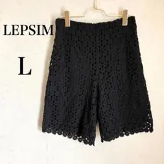 【レプシム】 フラワーレースハーフパンツ L 黒 ブラック コットン100%のサムネイル
