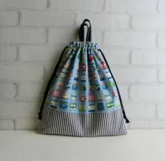 体操着袋　持ち手付き体操服巾着　電車　新幹線　ハンドメイド