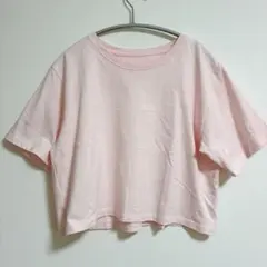 andme コットンミニTシャツ無地 カットソー クルーネック半袖 L 桃 綿のサムネイル
