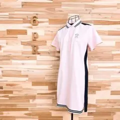 【ピッコーネ】ゴルフ ポロシャツ ワンピース ボーダー ストレッチ ピンク×黒