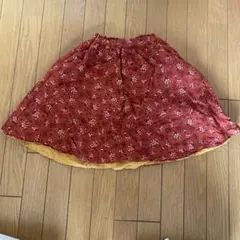 リバーシブル花柄スカート 赤と黄色