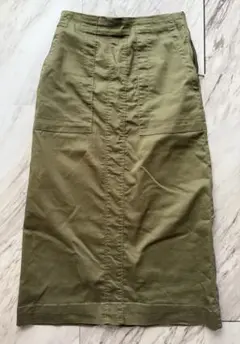 カーキ　タイトロングスカート ナロースカート ワークスカート