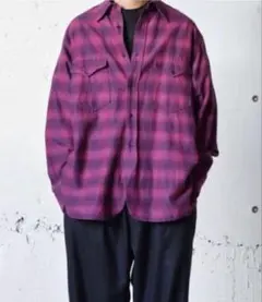 COMOLI ウールシルクワークシャツ　サイズ3 ピンク ほぼ未使用 COMOLI ウールシルクワークシャツ