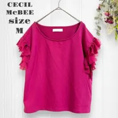 セシルマクビー　カットソー　M フリル　ノースリーブ　カジュアル