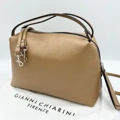 ジャンニキャリーニ アリファ M ショルダーバッグ シボ革 2way キャメル