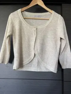 VILLAND ベージュ ボレロ　ニットカーディガン 五分袖　Mサイズ