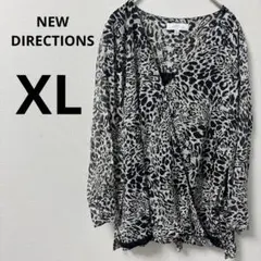 NEW DIRECTIONS レオパード柄 長袖ブラウス 【XL】レディース