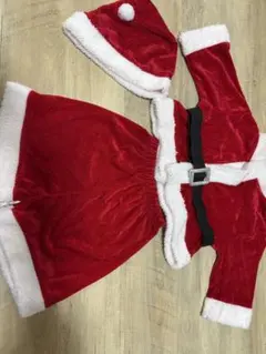 90 赤 サンタコスチューム 帽子、ベルト付き