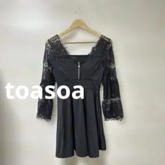 toasoa★新品 タグ付き 未使用 黒 ナイトドレス レース切替 ミニワンピ