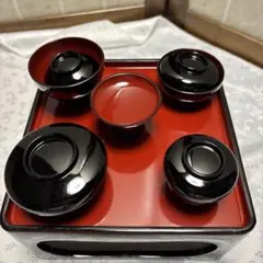漆器 四角い膳 小鉢3個付き　飾って楽しんで下さい 漆器 四角い膳 小鉢3個付き 飾って楽しんで下さい - メルカリ