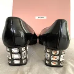 ミュウミュウ miumiu ビジュー ブラックパンプスオープン サンダル 24