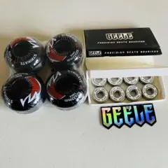 スケートボード　52mm 100Aハードウィール+ABEC11ベアリングセット