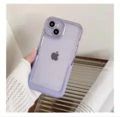 iPhone16パープルクリアケース 新品スタンド付き、可愛い♡便利