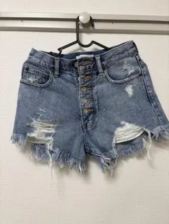 MOUSSY ハイウエストデニムショートパンツ