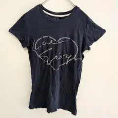 アルマーニエクスチェンジ Tシャツ クルーネック 半袖 ハート XS 紺 綿