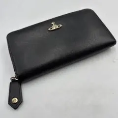 ③ヴィヴィアンウエストウッド　ブラックレザー 長財布 ジッパー式