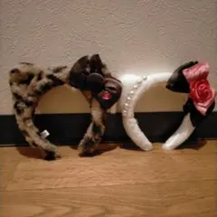 USJ キティヒョウ柄　白地にバラ　カチューシャセット