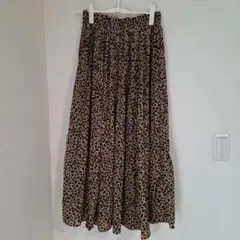 ヒョウ柄 プリーツロングスカート