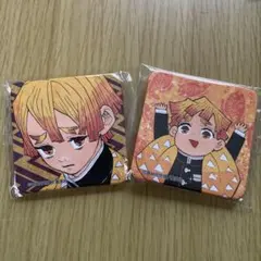 鬼滅の刃　我妻善逸　スクエア缶バッジ　原作缶バッジ　2個セット