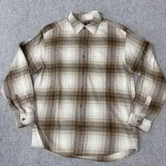 UNIQLO ユニクロ オンブレチェックネルシャツ ベージュ系 M