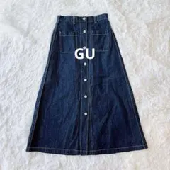 GU/Aライン ロングデニムスカート/フロントボタン/カジュアル/4083