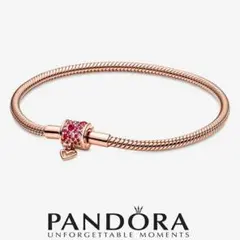 値下げ】PANDORA ハートチャーム ローズゴールドブレスレット 17cm 