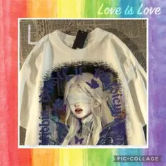 【女の子Tシャツ】L包帯 地雷系 ライク地底人 Y2K 病み ホワイト 数量限定