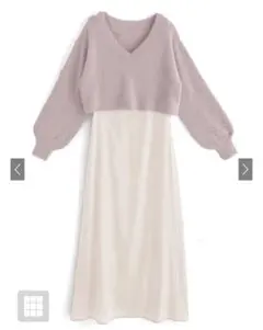 GRL グレイル シャギーニットトップス×キャミワンピースセットアップkz313