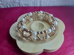 ゴールドパールビーズブレスレット 16cm
