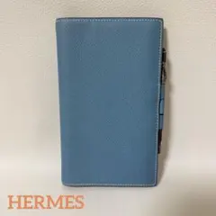 美品】エルメス 長財布 ベアンスフレブルージーン/シルバー金具