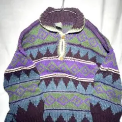 90s Ecuador Polo Collar Hand Knit