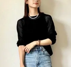 美品 L ユニクロ 3Dメッシュ クルーネックセーター