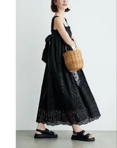 ブラックキャミワンピース バックリボン付き