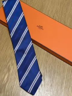 HERMES エルメス ネクタイ ストライプ柄 ダークネイビー系 2025年最新