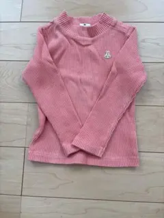 リブハイネック 長袖Tシャツ ピンク 90