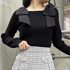 INGNI イング 肩リボンオフショルニット 黒