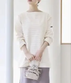 値下げセントジェームスIENAイエナベージュアイボリー ストライプ長袖Tシャツ