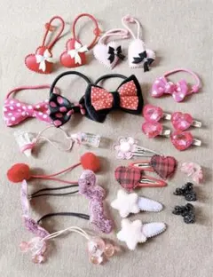 ヘアゴム・ヘアピン・ヘアクリップ リボン/ハート/蝶々/ミッキー 大量セット