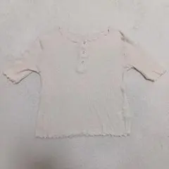 LOWRYS FARM Fサイズ クリーム色 半袖 リブ編み Tシャツ