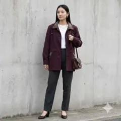 コート　ヒョウ柄　レオパード　紫　襟　レディース