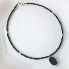 No.44　天然石ネックレス　メノウ　瑪瑙　ハンドメイド　ビーズ　パワーストーン