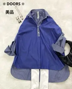 【URBAN RESEARCH DOORS】ストライプ長袖シャツ　ブルー系　Ｆ