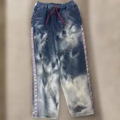 デニムダンガリー　デニムスプレーパンツ　ペイント　サイドライン（130cm~）