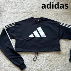 adidasアディダス　長袖　クロップドトレーナー　M ブラック