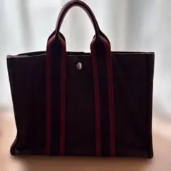 HERMES エルメス エールライン キャンバス バック ワイン レッド