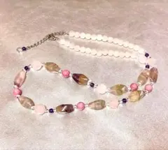 【マルチカラーフローライト☆パステルカラーのネックレス】天然石　パワーストーン