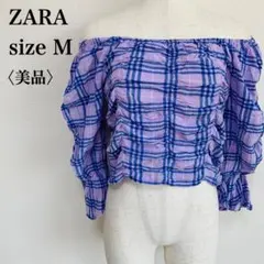 美品 ザラ オフショルダー ギャザーブラウス M レア 人気 完売 バルーン袖