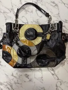 COACH コーチ パッチワーク ハンドバッグ チャーム付き Y2K 肩掛け可