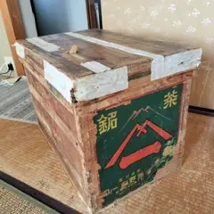 昭和レトロ 茶箱 木箱 銘茶 富士山デザイン アンティーク 古道具 収納箱