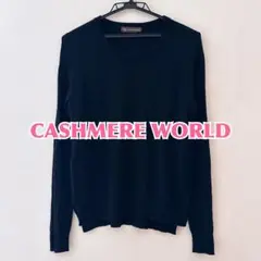 【LYJ】カシミヤ薄手黒ニット長袖クルーネック平成レトロ定番無地上品人気良品秋冬